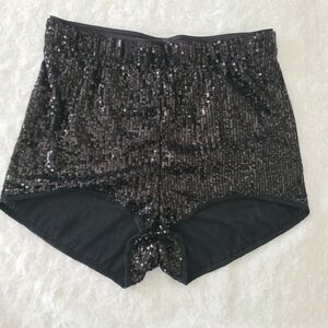 Black Sequin High-Waisted Shorts